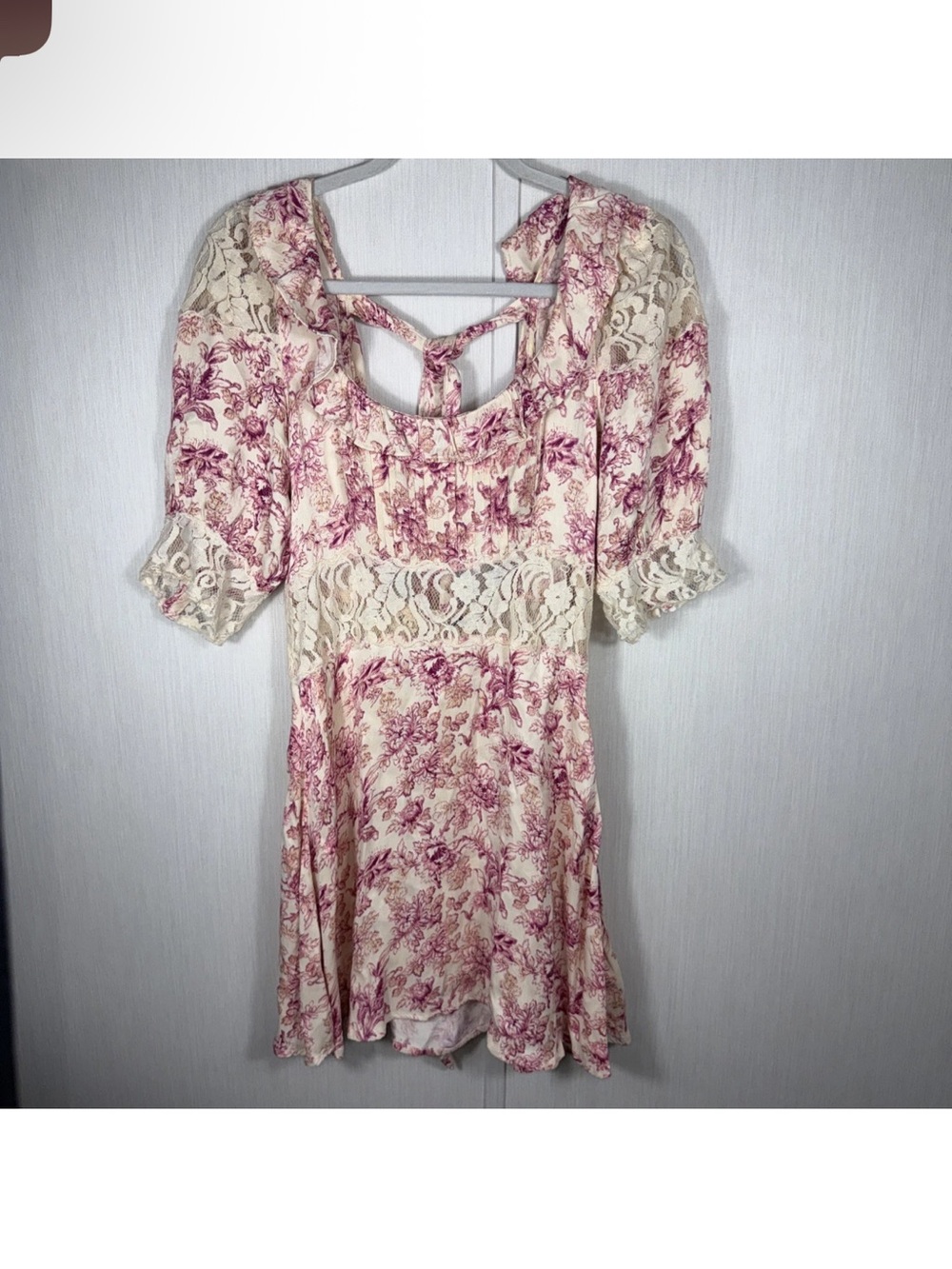 Free People 4 Lucie Mini Dress Floral And Lace Fairycore Romantic MSRP: $128